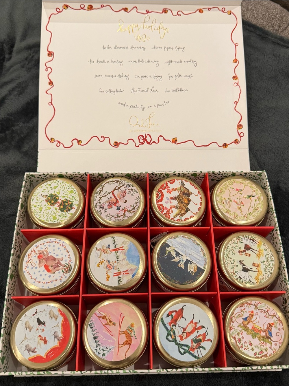 Anthropologie Inslee Fariss Twelve Days of Christmas Menagerie Candle Gift Set
